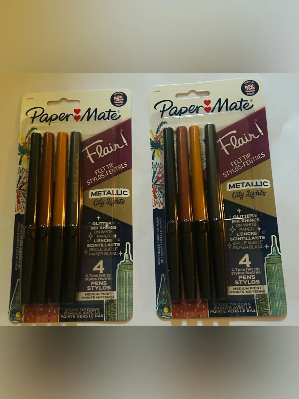 New 2 Packages Paper Mate Flair Felt Tip “Metallic City Lights” Flairs Mexico